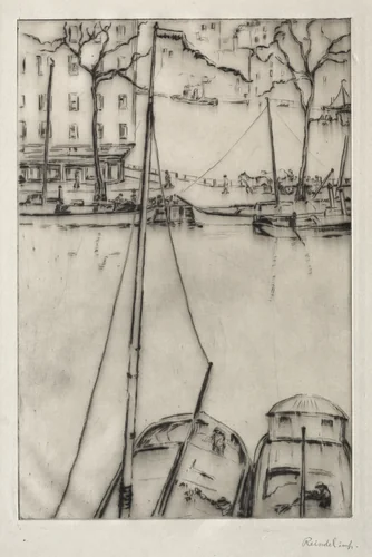 View in Rotterdam by William George Reindel, print, 1918-1923