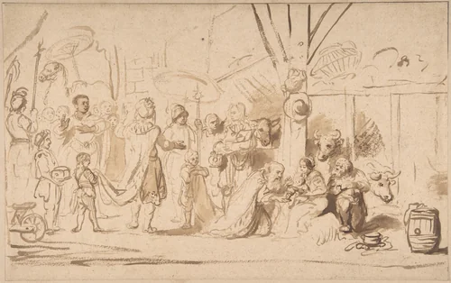The Adoration of the Magi by Nicolaes Maes, drawing, 1645-1693