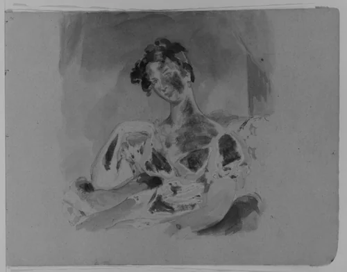 Half-length Portrait of a Woman Seated Before a Window (after Lawrence?) (from Sketchbook) by Thomas Sully, artwork, 1810-1820