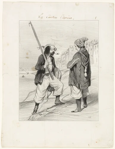 All Right Rigobert, My Old Friend…, plate one from Les Canotiers Parisiens by Honoré-Victorin Daumier, print, 1843