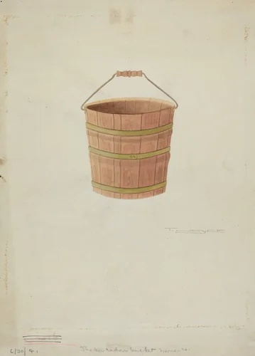 Shaker Cedar Bucket by T. Joyce, index of american design, 1941