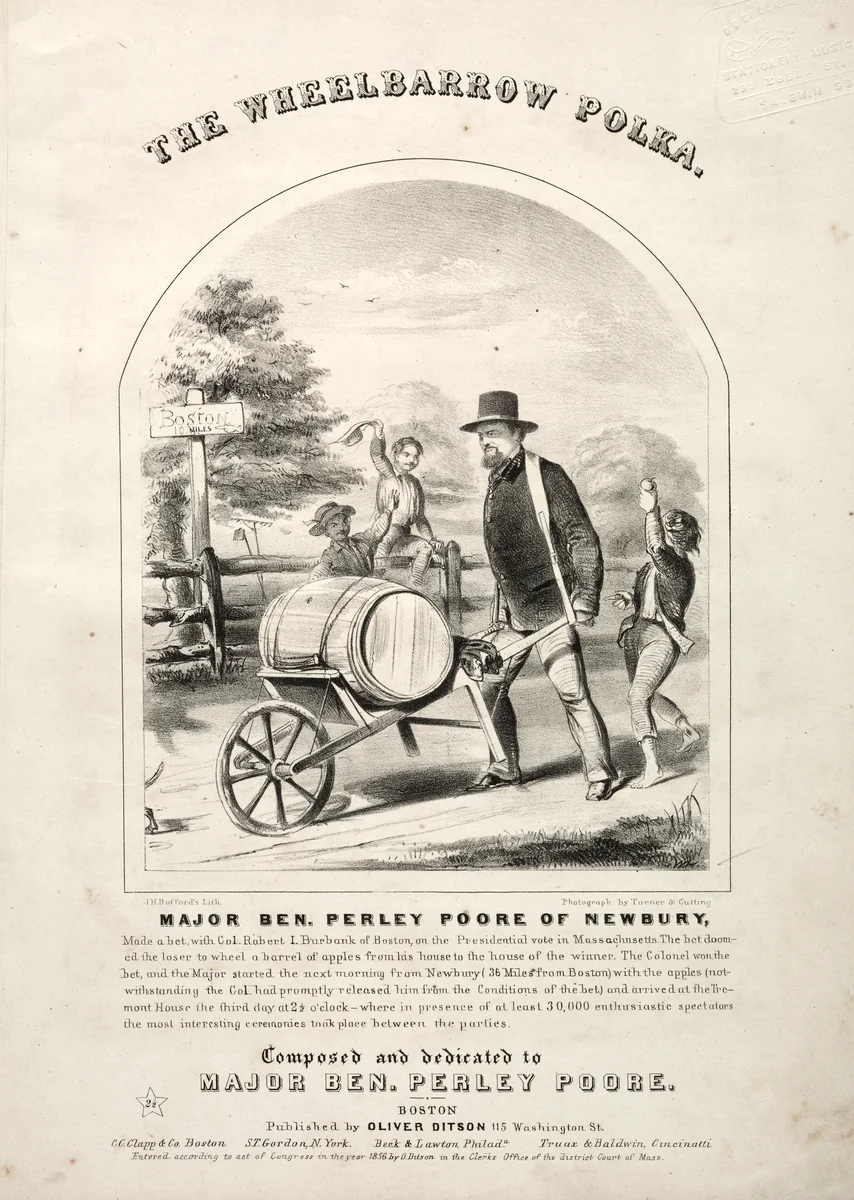 The Wheelbarrow Polka - Sheet Music Cover by Winslow Homer, print, 1856