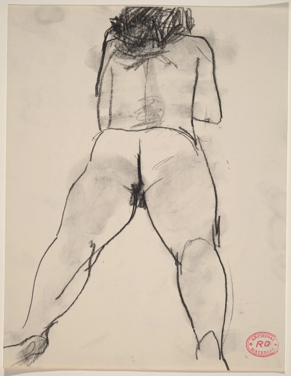 Untitled [nude resting on floor seen from above and behind] by Richard Diebenkorn, drawing, 1955-1967