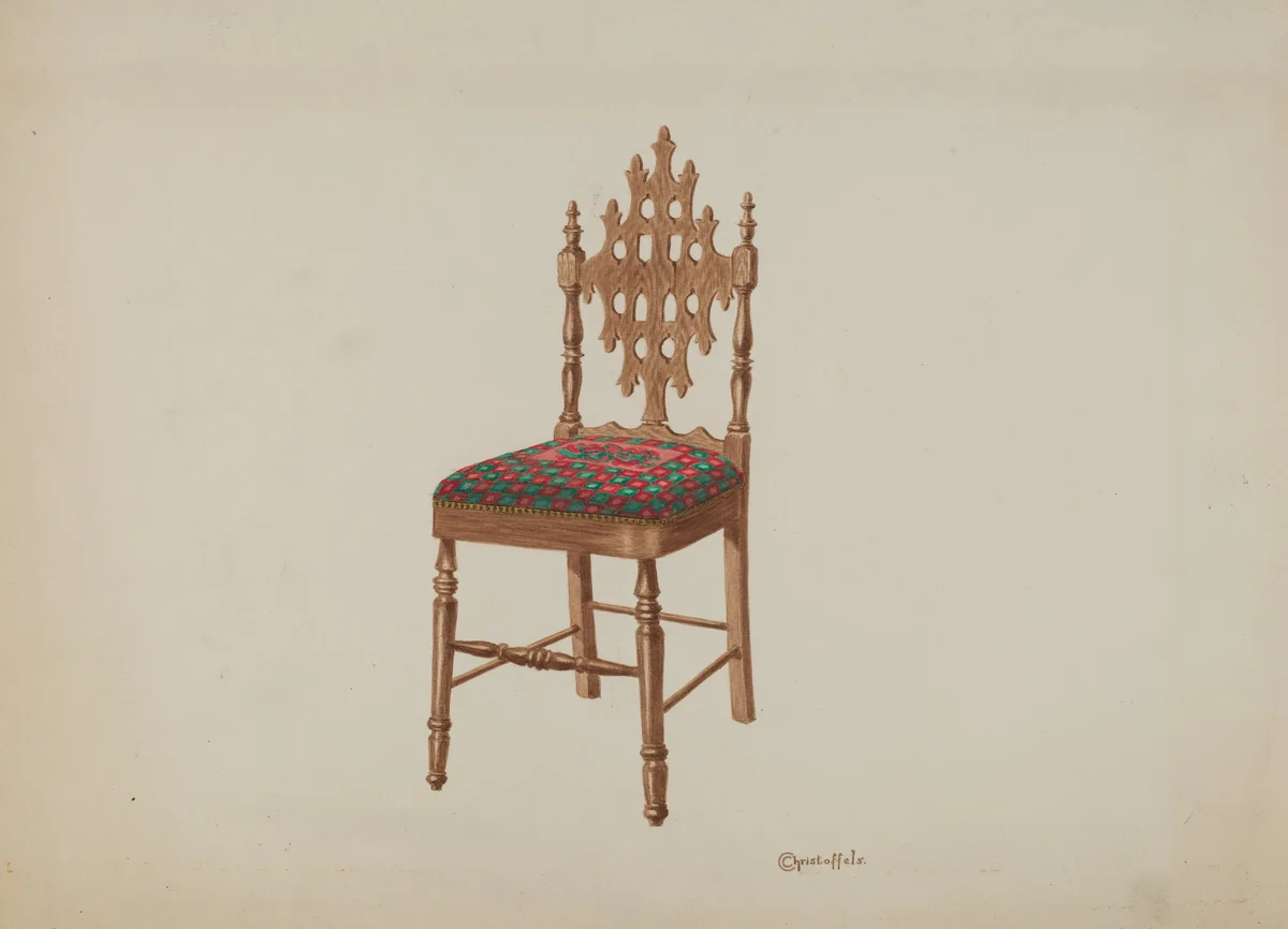 Handcarved Side Chair by Cornelius Christoffels, index of american design, 1937