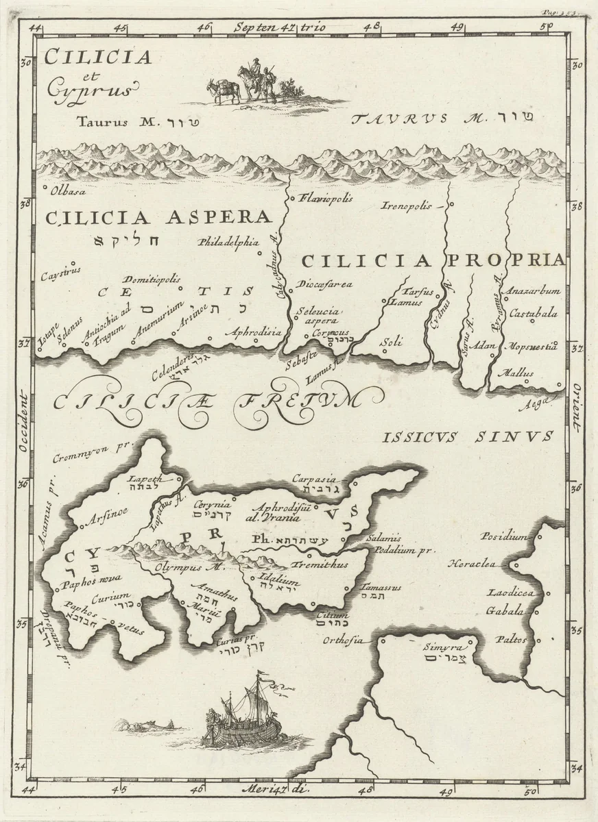 Kaart van Cilicië en Cyprus by Jan Luyken, print, 1692