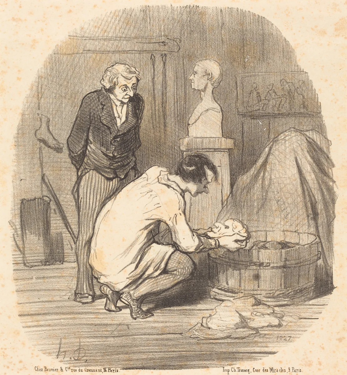 L'Artiste - Voila qui est terminé!... by Honoré Daumier, print, 1852