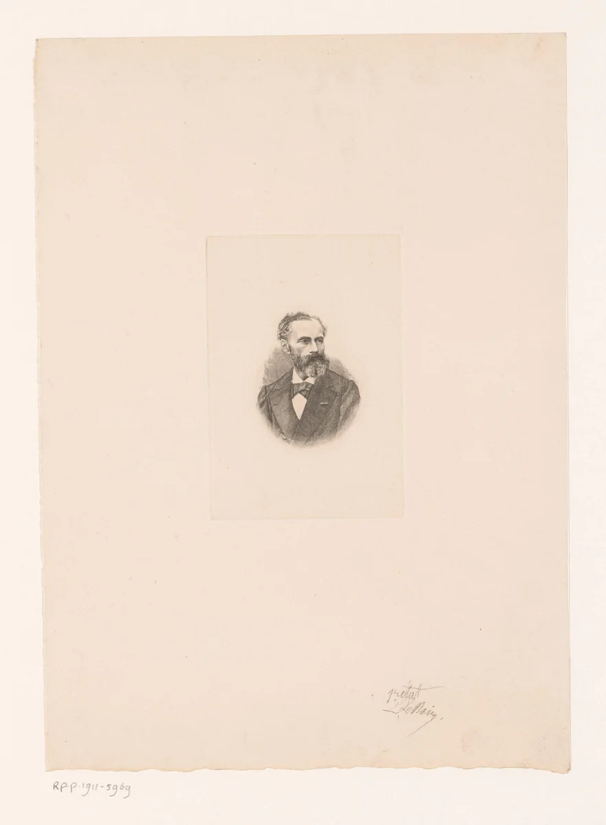 Portret van André Theuriet by Louis Le Nain, print, 1861-1911
