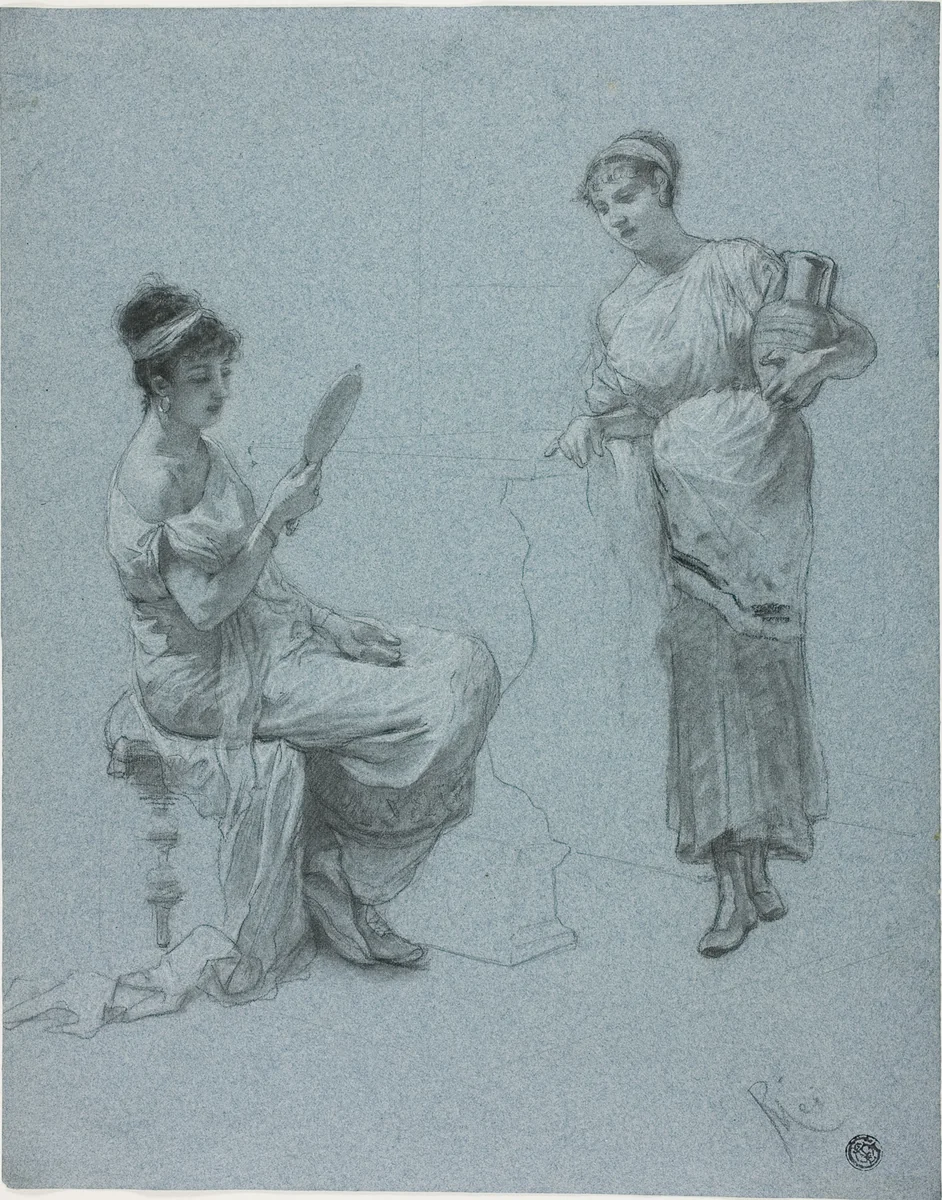 Two Ladies of Ancient Rome by Paolo Mei, drawing, 1888-1898