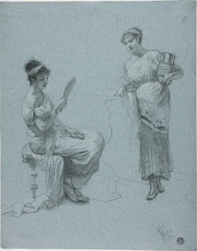 Two Ladies of Ancient Rome by Paolo Mei, drawing, 1888-1898