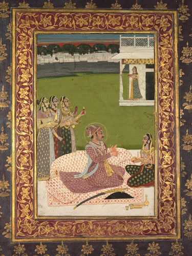 Portrait of Maharaja Savant Singh with Consort, Bani Thani by Nihal Chand, painting, 1748-1757
