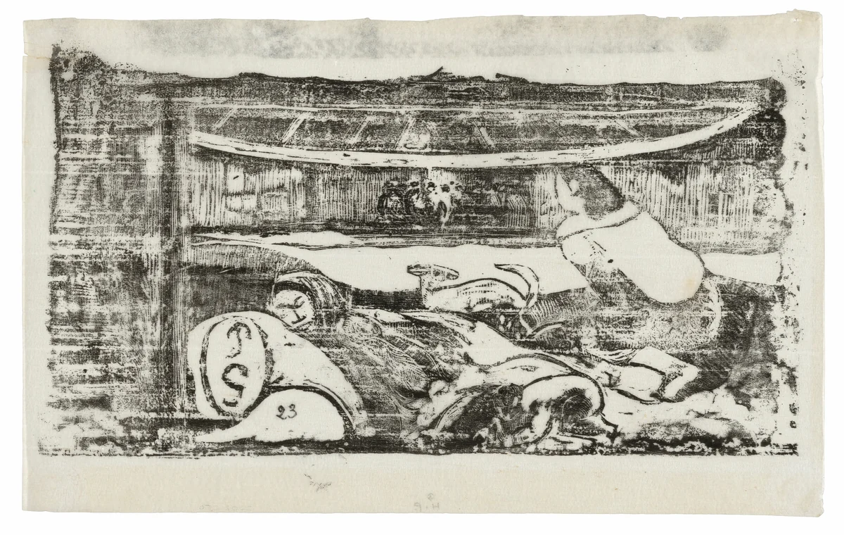 Interior of a Tahitian Hut, from the Suite of Late Wood-Block Prints by Paul Gauguin, print, 1898-1899