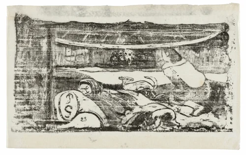 Interior of a Tahitian Hut, from the Suite of Late Wood-Block Prints by Paul Gauguin, print, 1898-1899