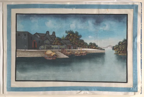 Album Containing Twelve Paintings of Scenes Along a River by Unidentified Artist, painting, 1800-1899