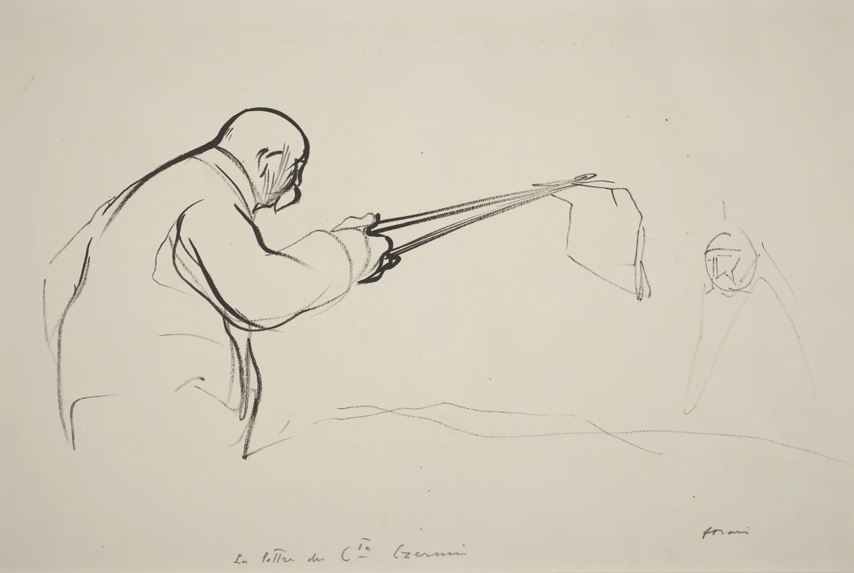 M. Clemenceau. La lettre du Cte Czernin by Jean-Louis Forain, drawing, 1914-1919