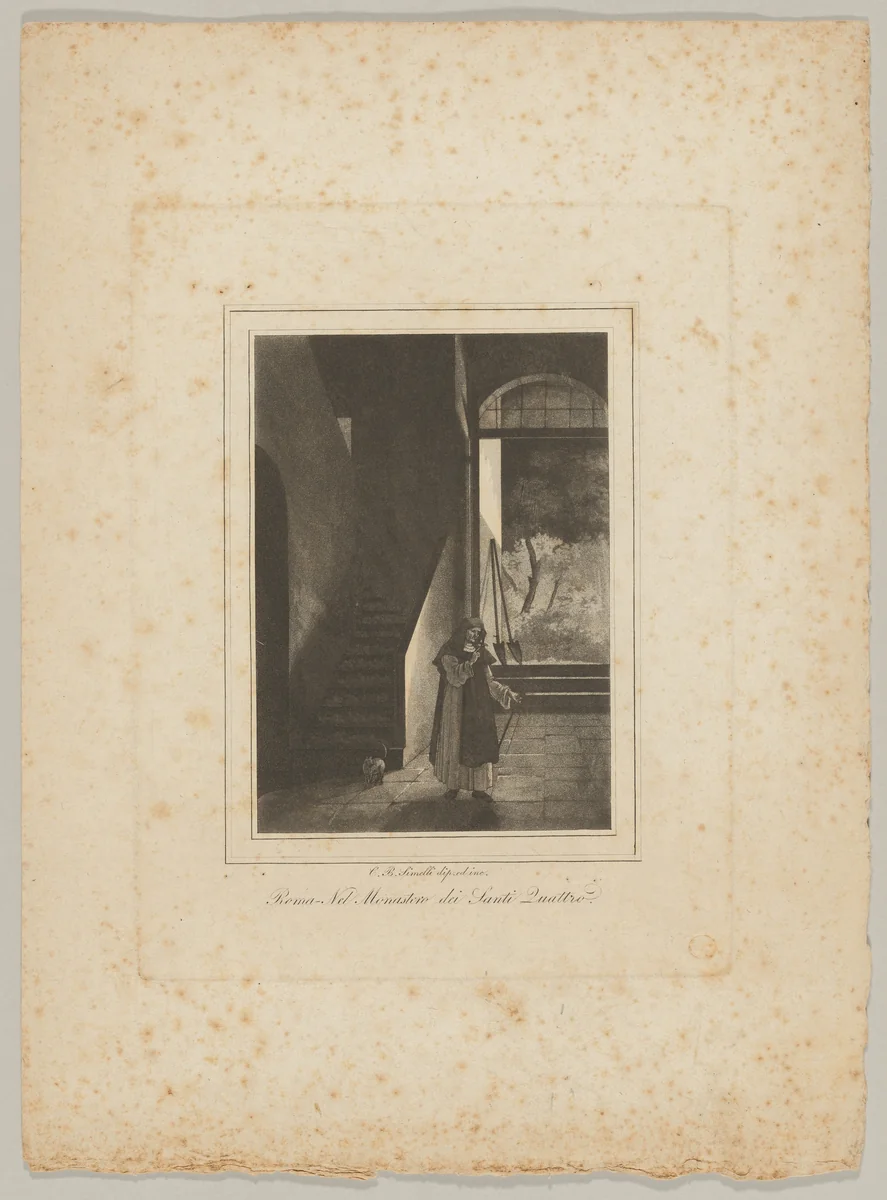 Nel Monastero dei Santi Quattro (In the Monastery of the Four Saints) by Carlo Baldassare Simelli, print, 1830-1849