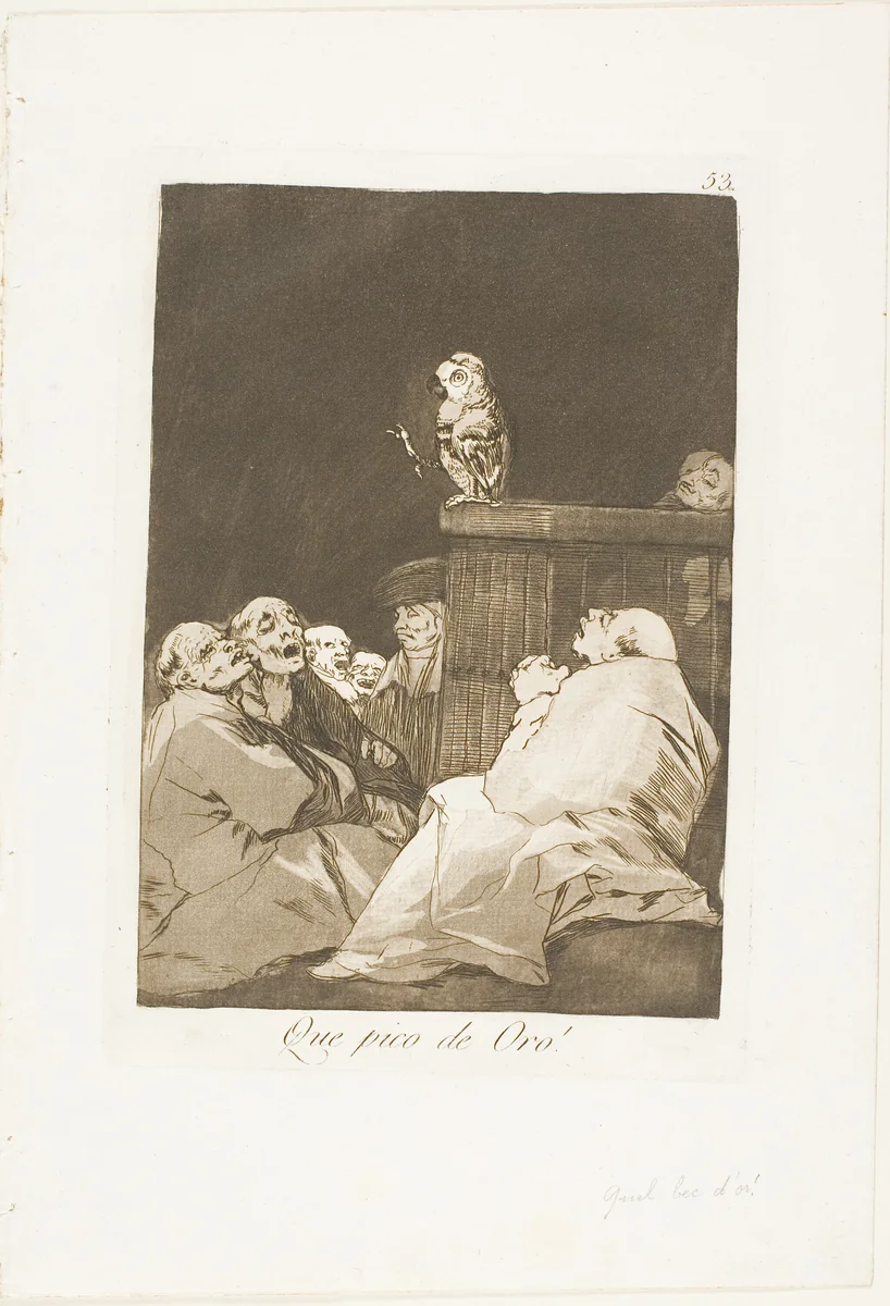 What a Golden Beak!, plate 53 from Los Caprichos by Francisco José de Goya, print, 1797-1799