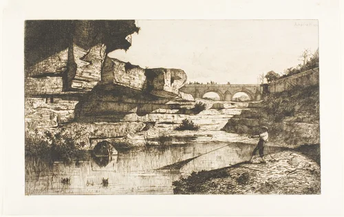 Bridge at Hautville by Adolphe Appian, print, 1870