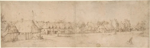 Village View by The Master of the Small Landscapes, drawing, 1555-1560