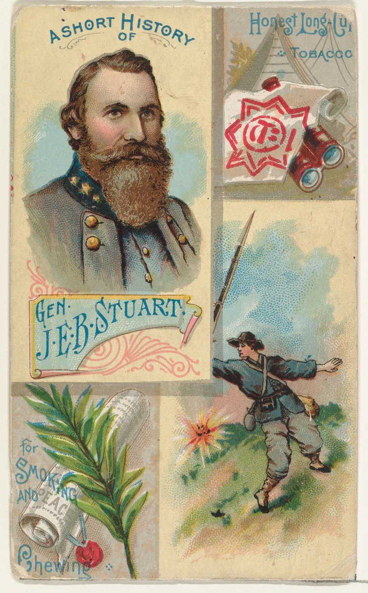 A Short History: General James Ewell Brown Stuart, from the Histories of Generals series (N114) issued by W. Duke, Sons & Co. to promote Honest Long Cut Smoking and Chewing Tobacco by W. Duke, Sons & Co., print, 1888