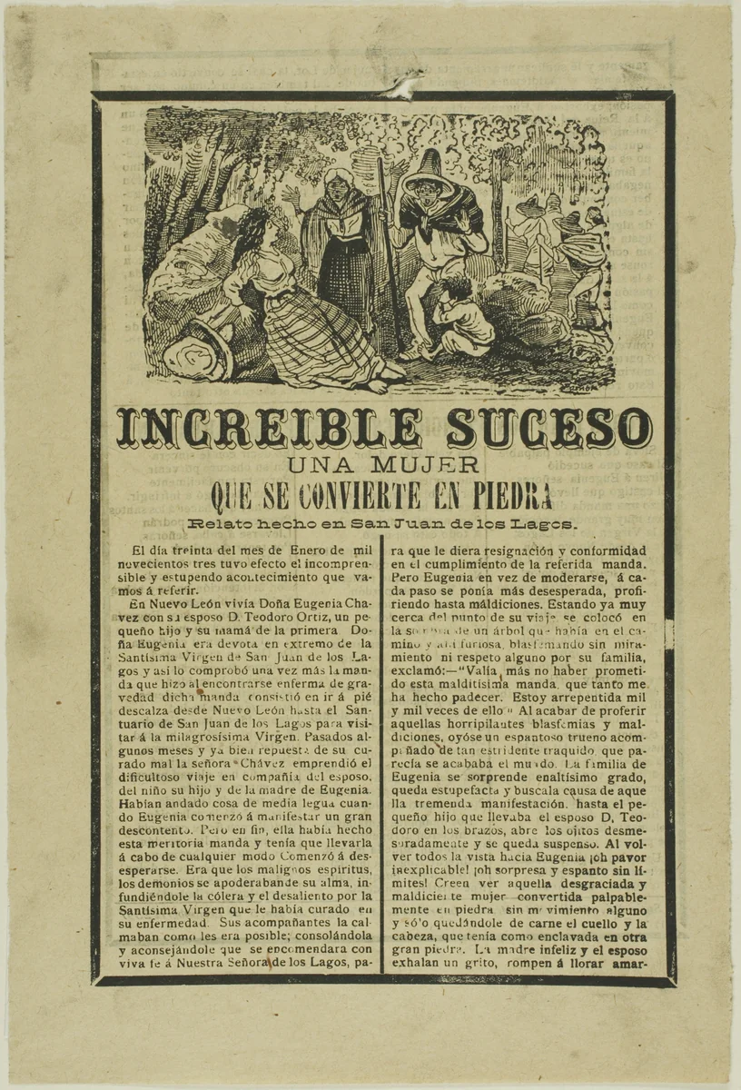 Incredible Event: Woman Turns to Stone by José Guadalupe Posada, print, 1898-1908
