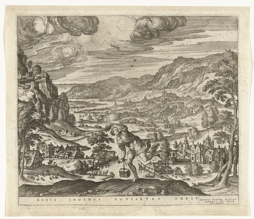 Armoede belemmert de vooruitgang van vernuftige geesten by Unknown, print, 1545-1608
