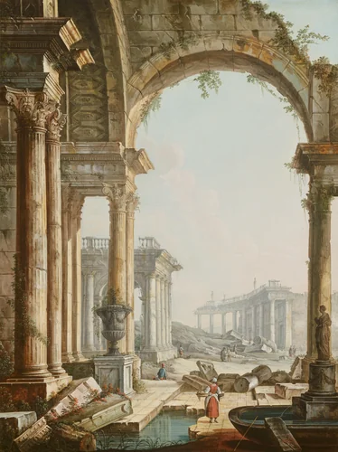 Capriccio with Ruins by Pietro Bellotti, painting, 1750