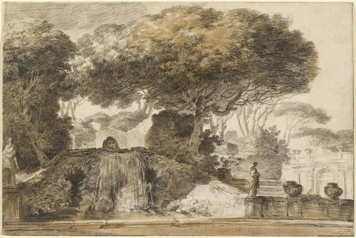 Park of an Italian Villa by François-André Vincent, drawing, 1774-1775