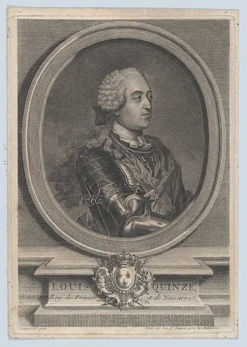 Portrait of Louis XV by Gilles Jacques Petit, print, 1700-1800