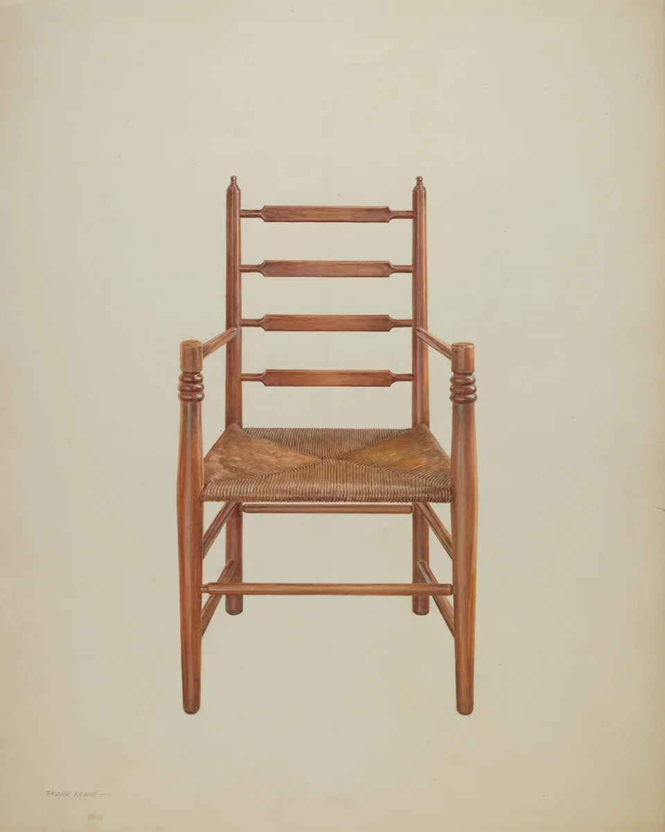 Chair, Pine with Rush Seat by Frank M. Keane, index of american design, 1939