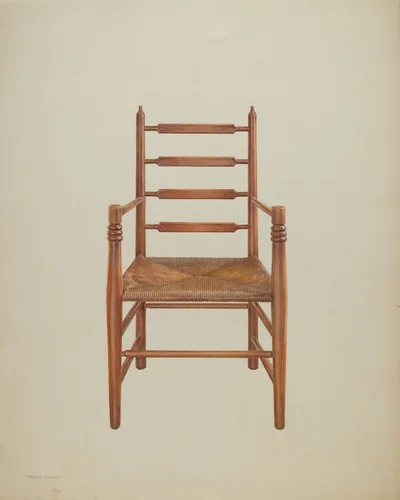 Chair, Pine with Rush Seat by Frank M. Keane, index of american design, 1939