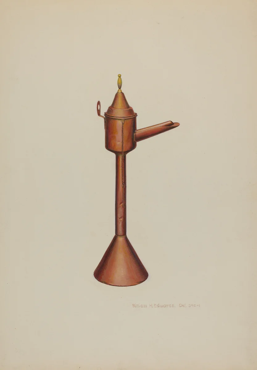 Whale Oil Lamp by William H. Edwards, index of american design, 1938