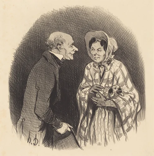 Une Nouvelle connaissance by Honoré Daumier, print, 1846