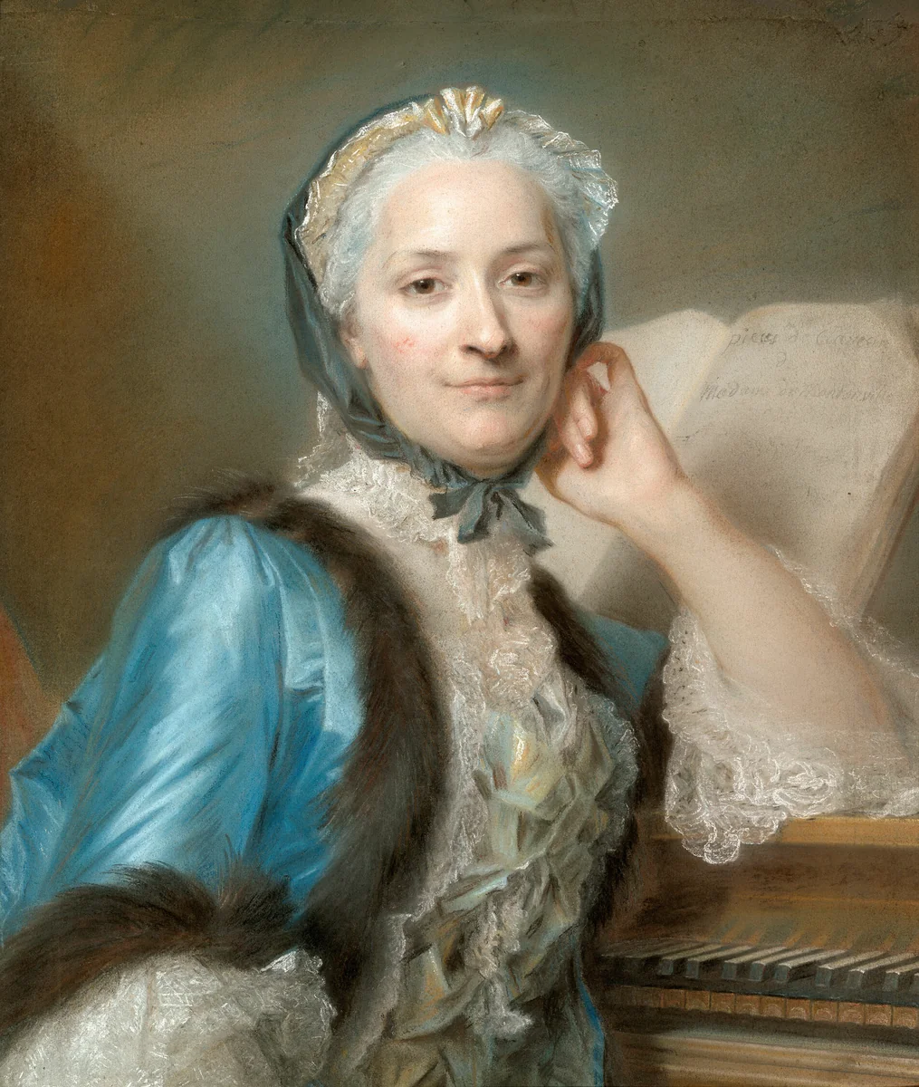 Portrait of Madame Anne-Jeanne Cassanéa de Mondonville, née Boucon (1708-1780) by Maurice Quentin de Latour, drawing, 1752