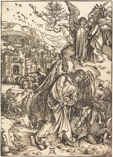 The Angel with the Key to the Bottomless Pit by Albrecht Dürer, print, 1496-1498