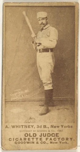 Arthur "Art" Wilson Whitney, 3rd Base, New York, from the Old Judge series (N172) for Old Judge Cigarettes by Goodwin & Company, photograph, 1887