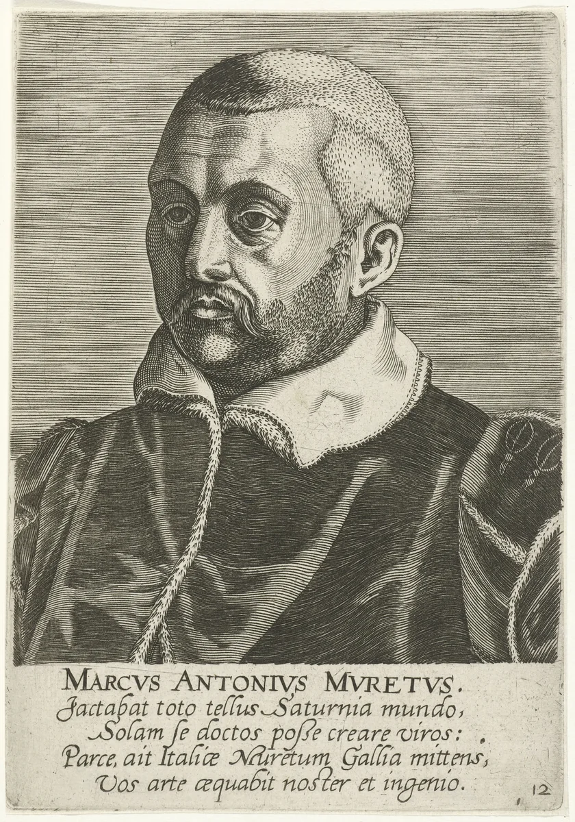 Portret van Marco Antonio Muretus by Philips Galle, print, 1587-1606