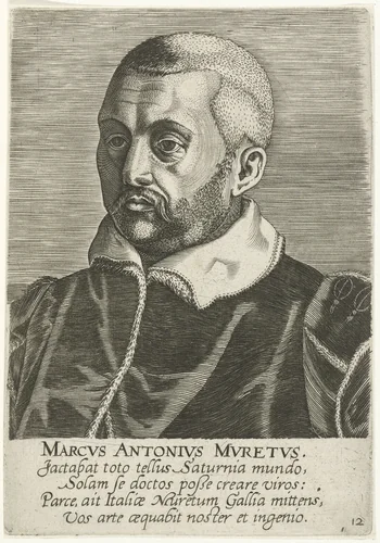 Portret van Marco Antonio Muretus by Philips Galle, print, 1587-1606