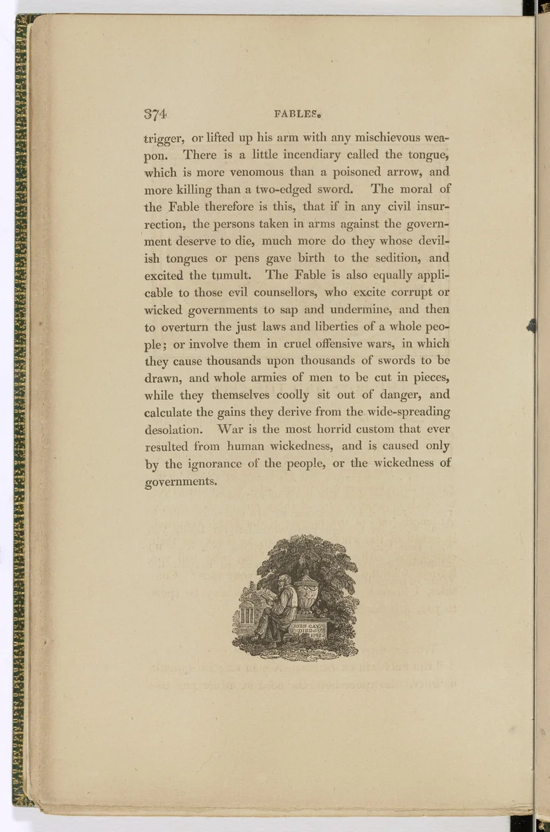 Tailpiece (page 374) from The Fables of Aesop by Thomas Bewick, illustrated book, 1818