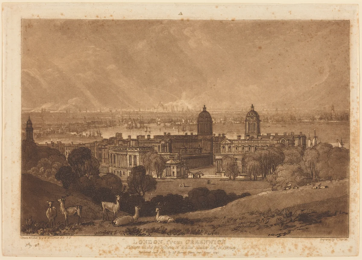 London from Greenwich by Joseph Mallord William Turner, print, 1811