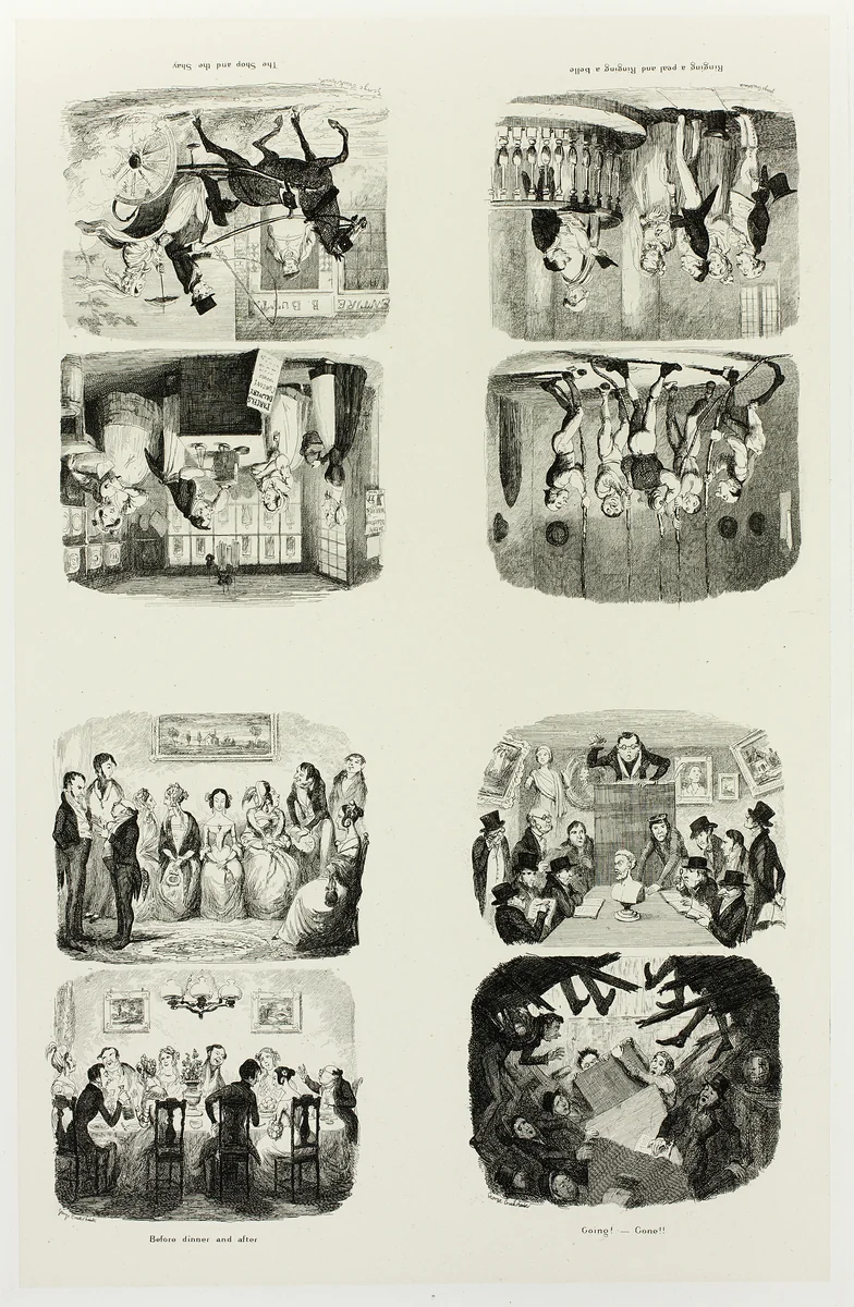 The Shop and the Shay from George Cruikshank's Steel Etchings to The Comic Almanacks: 1835-1853 (top left) by George Cruikshank, print, 1842