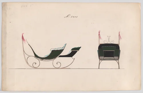 Rumble Sleigh #3405 by Brewster & Co., drawing, 1878