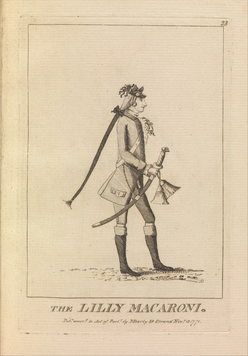 The Lilly Macaroni by Matthias Darly, print, 1771