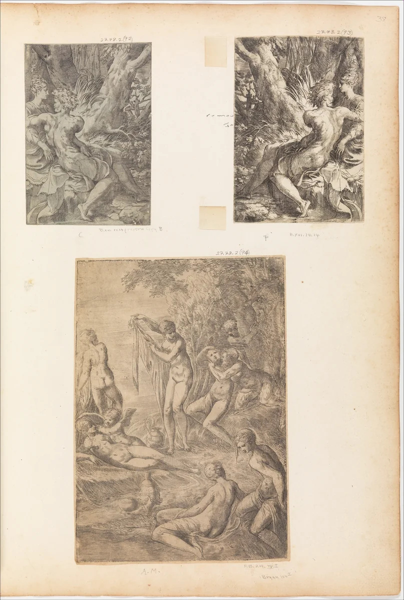The Two Lovers by Parmigianino, print, 1503-1540