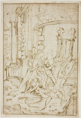 Study for the Rape of the Sabines by Jacopo Zanguidi, drawing, 1544-1574