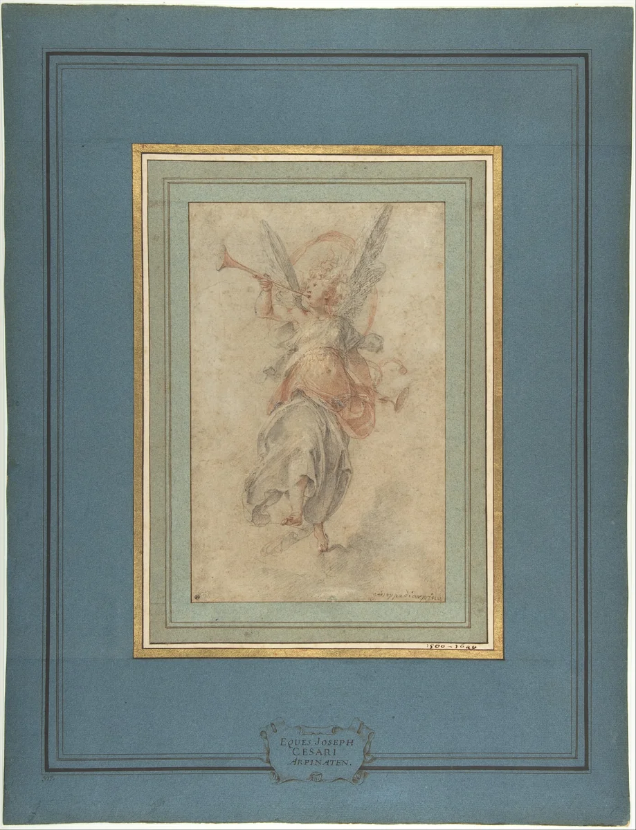 Allegorical Figure of Fame by Giuseppe Cesari, drawing, 1585-1595