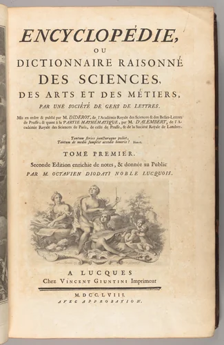 Encyclopédie, ou Dictionnaire raisonné des sciences, des arts et des métiers, par une société de gens de lettres by Denis Diderot, artwork, 1758-1771