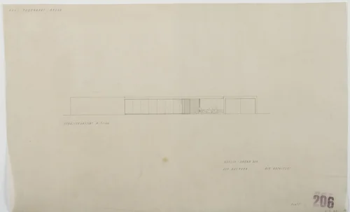 Tugendhat House, Brno, Czech Republic (Elevation) by Ludwig Mies van der Rohe, mies van der rohe archive, 1928