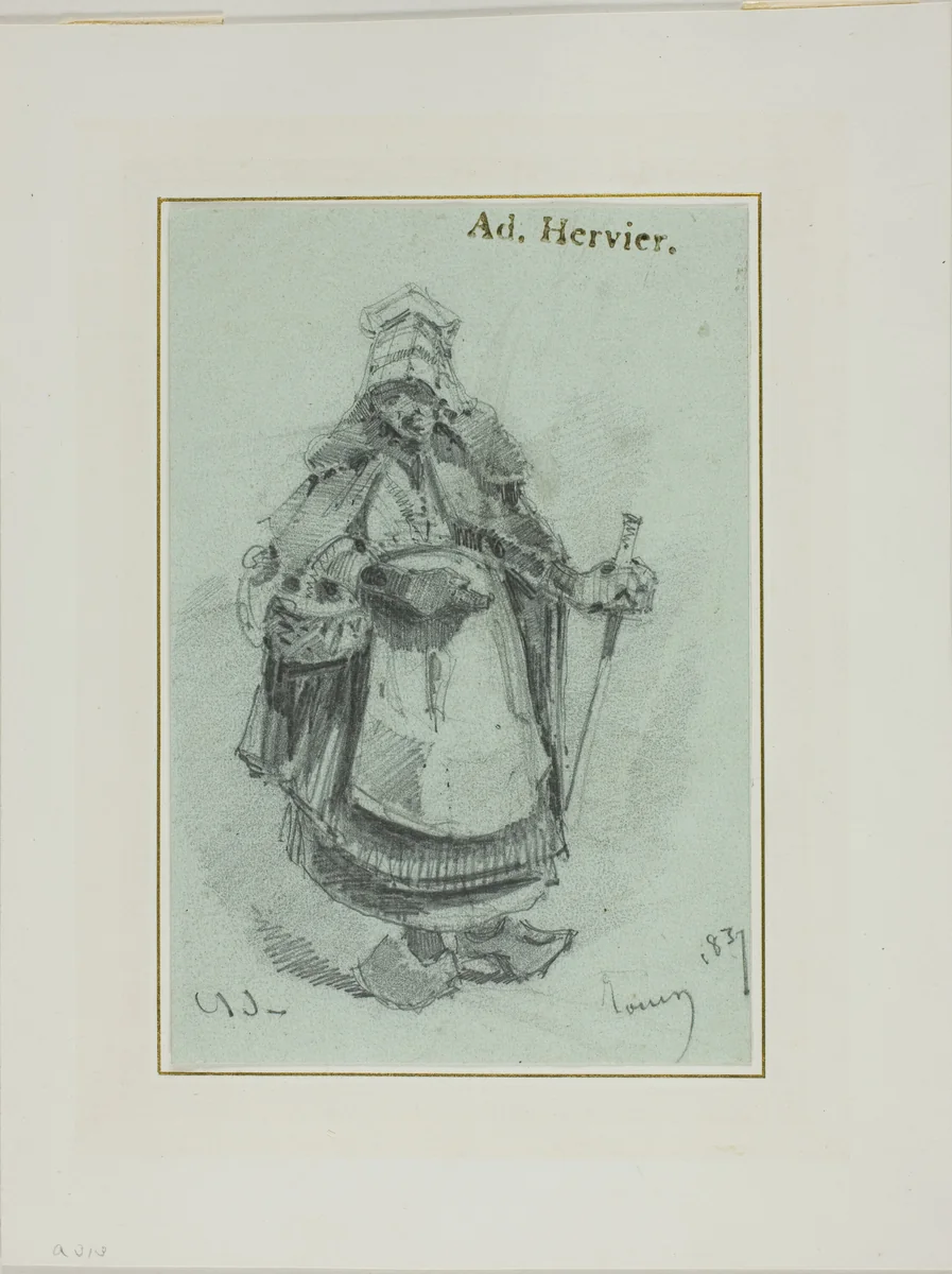 Peasant Woman by Louis-Adolphe Hervier, drawing, 1837