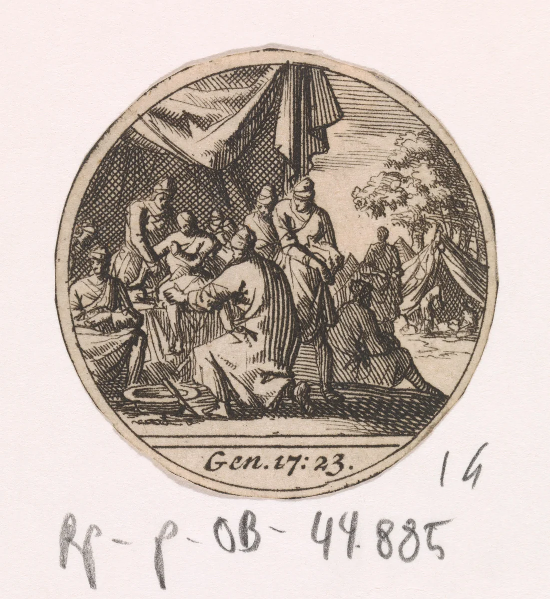 Abraham besnijdt zijn zoon Ismaël by Jan Luyken, print, 1700