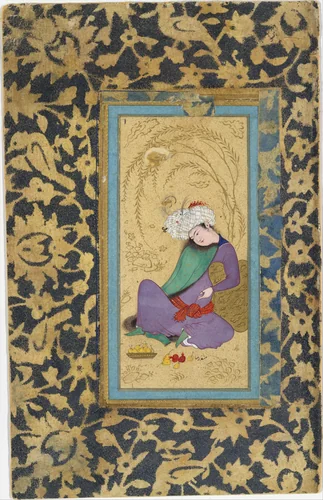Man in a Fur-Lined Coat by Riza-yi Abbasi, manuscript, 1575-1625